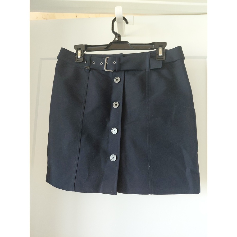 Michael Kors Skirt Navy Blue Button Accents Size 8 Cotton Business Casual